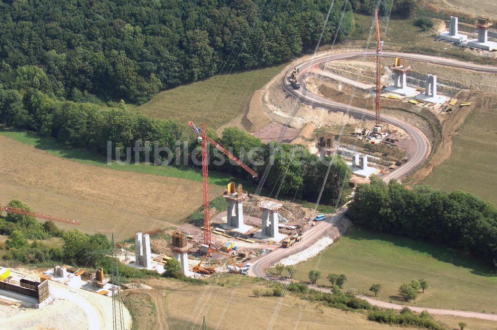 Eisenach von oben - Neubautrasse der BAB A 4 - Umfahrung Hörselberge in Thüringen bei Eisenach