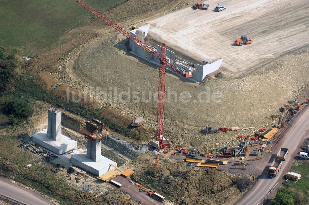 Eisenach aus der Vogelperspektive: Neubautrasse der BAB A 4 - Umfahrung Hörselberge in Thüringen bei Eisenach