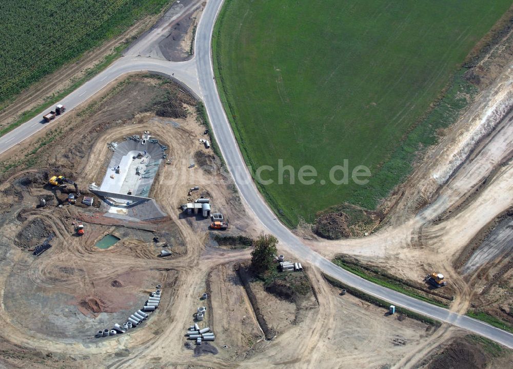 Luftbild Eisenach - Neubautrasse der BAB A 4 - Umfahrung Hörselberge in Thüringen bei Eisenach