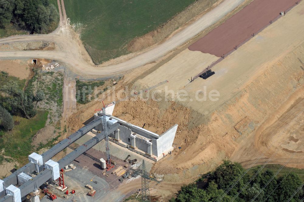 Eisenach von oben - Neubautrasse der BAB A 4 - Umfahrung Hörselberge in Thüringen bei Eisenach