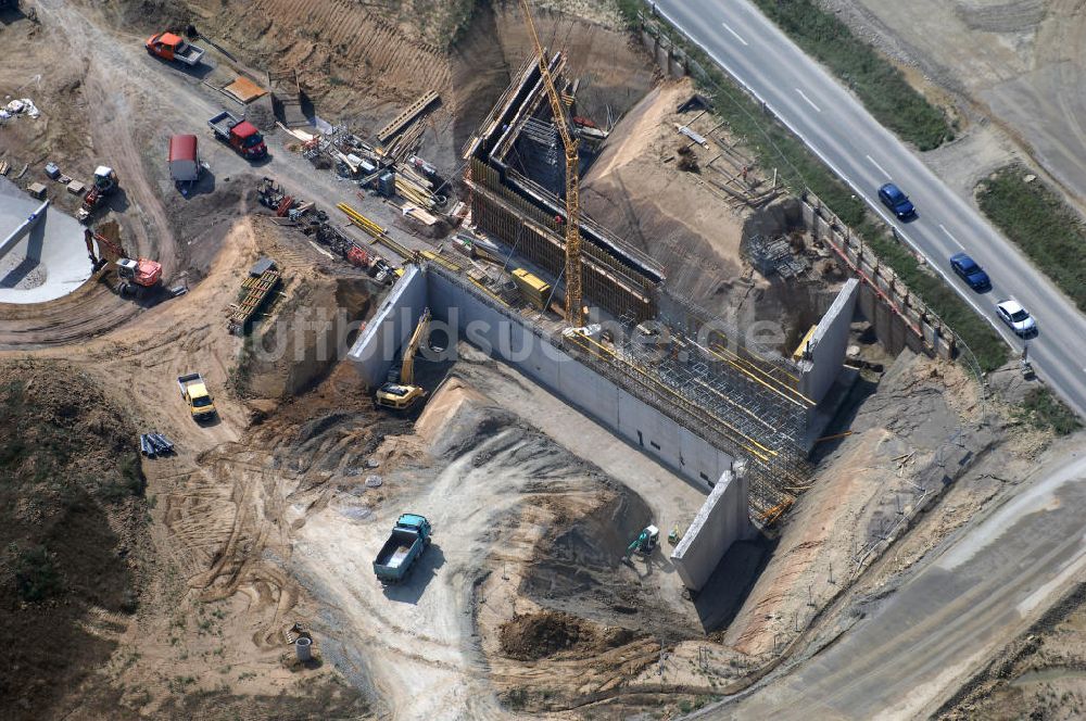 Luftaufnahme Eisenach - Neubautrasse der BAB A 4 - Umfahrung Hörselberge in Thüringen bei Eisenach