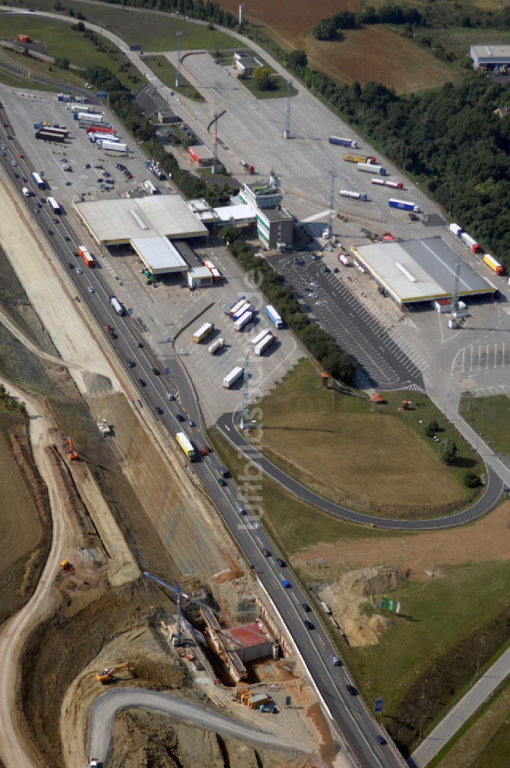 Luftbild Eisenach - Neubautrasse der BAB A 4 - Umfahrung Hörselberge in Thüringen bei Eisenach