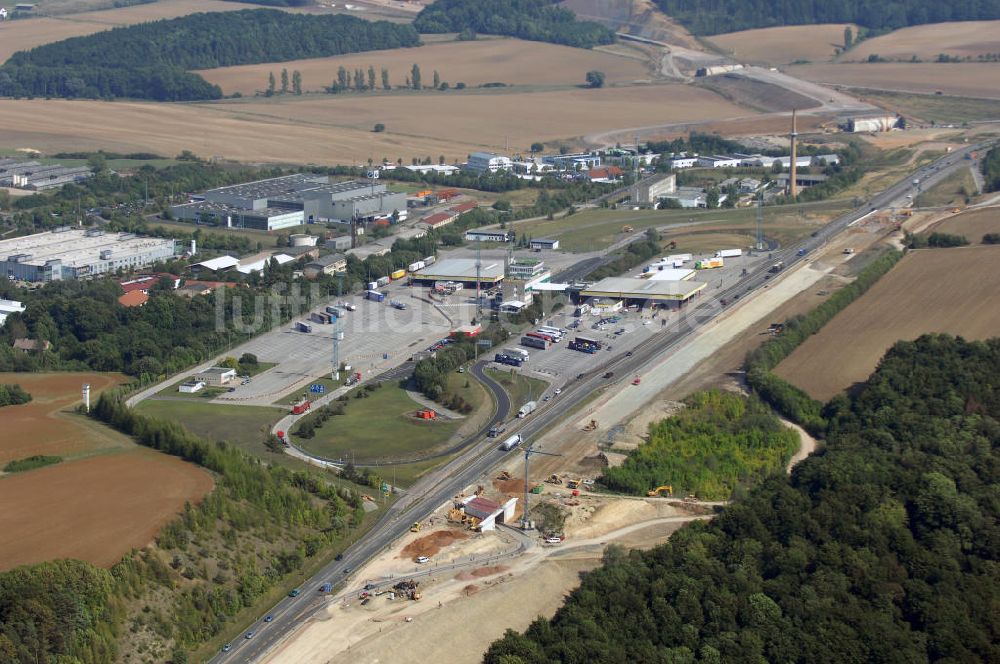 Luftaufnahme Eisenach - Neubautrasse der BAB A 4 - Umfahrung Hörselberge in Thüringen bei Eisenach