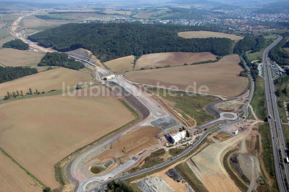 Luftbild Eisenach - Neubautrasse der BAB A 4 - Umfahrung Hörselberge in Thüringen bei Eisenach