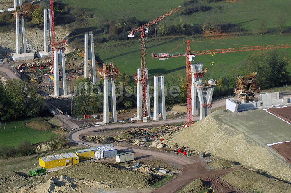 ETTENHAUSEN an der Nesse von oben - Neubautrasse der BAB A 4 - Umfahrung Hörselberge in Thüringen bei ETTENHAUSEN an der Nesse