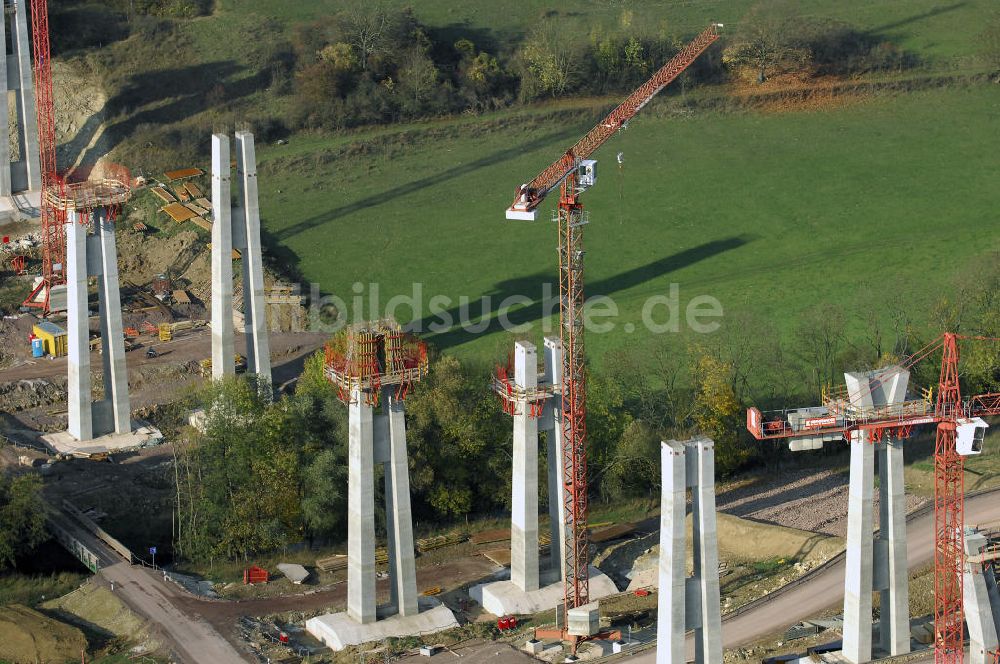 Luftaufnahme ETTENHAUSEN an der Nesse - Neubautrasse der BAB A 4 - Umfahrung Hörselberge in Thüringen bei ETTENHAUSEN an der Nesse