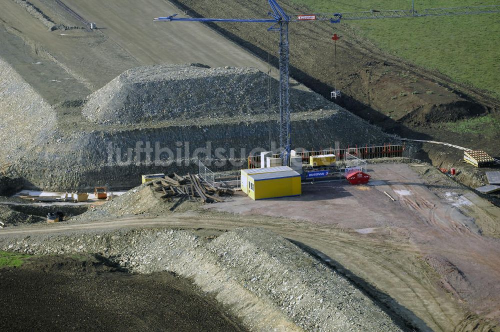 ETTENHAUSEN an der Nesse von oben - Neubautrasse der BAB A 4 - Umfahrung Hörselberge in Thüringen bei ETTENHAUSEN an der Nesse