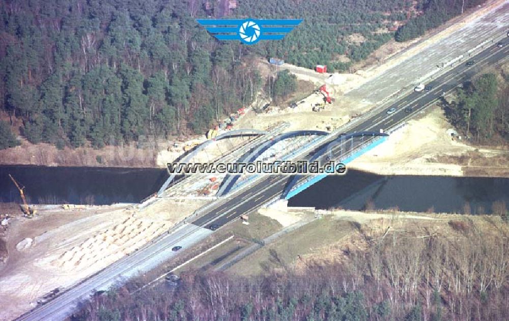 Luftaufnahme Potsdam Drewitz - Neue Autobahnbrücke über den Teltowkanal bei Drewitz - Babelsberg