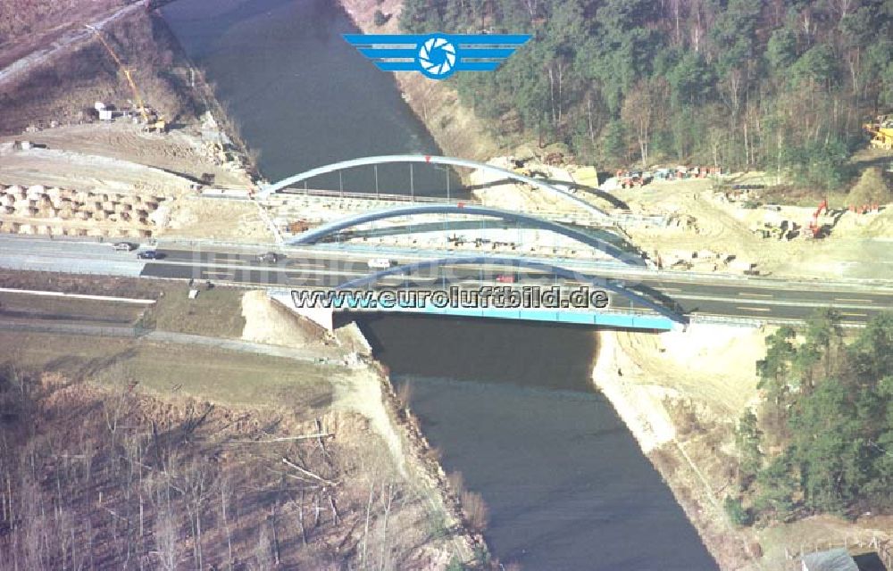 Potsdam Drewitz aus der Vogelperspektive: Neue Autobahnbrücke über den Teltowkanal bei Drewitz - Babelsberg