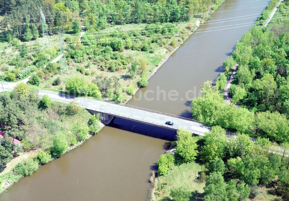 Wusterwitz / BRB aus der Vogelperspektive: Neue Brücke über den Elbe-Havel-Kanal bei Wusterwitz im Rahmen der Ausgleichs- und Ersatzmaßnahmen am Wasserstraßenkreuz Magdeburg / Elbe-Havel-Kanal