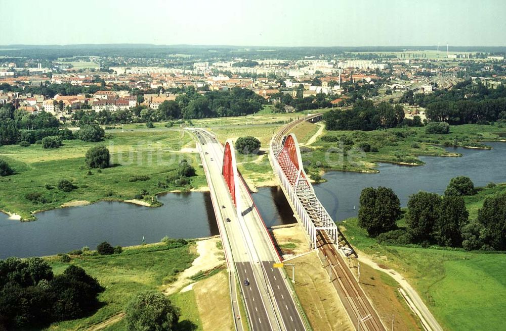 Wittenberg / BRB von oben - Neue Elbbrücke am südlichen Stadtrrand von Wittenberg / BRB