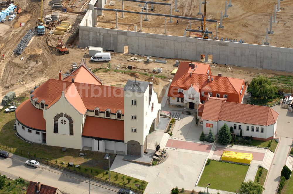 Zgorzelec von oben - Neue katholische Kirche in der Straße Krancowa in Zgorzelec