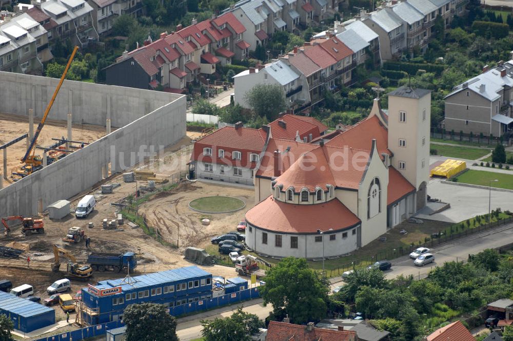 Zgorzelec aus der Vogelperspektive: Neue katholische Kirche und Wohngebiet an der Straße Krancowa in Zgorzelec