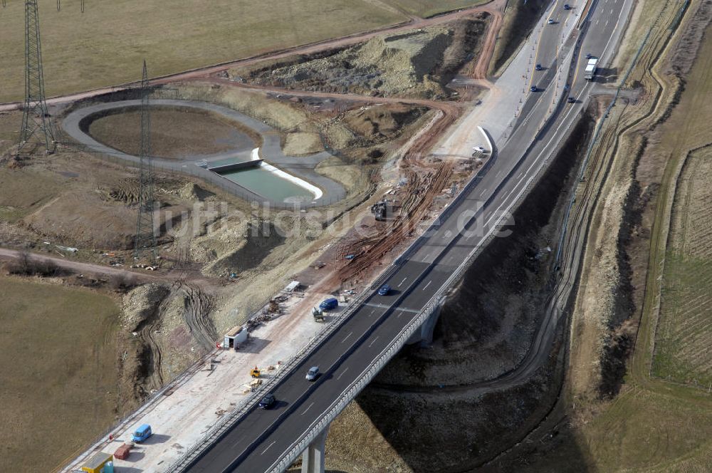 Luftbild Ettenhausen - Neue A4 - Nesseltalbrücke Ettenhausen - new nesselthal - bridge on the motorway course E40 / A4 in thuringia