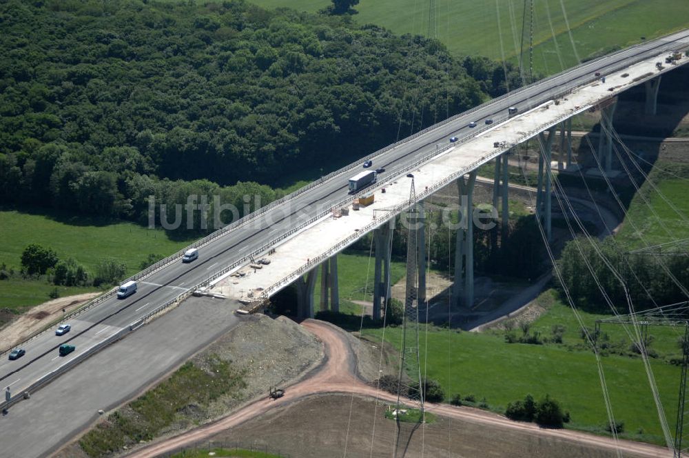 Luftaufnahme Ettenhausen - Neue A4 - Nesseltalbrücke Ettenhausen - new nesselthal - bridge on the motorway course E40 / A4 in thuringia