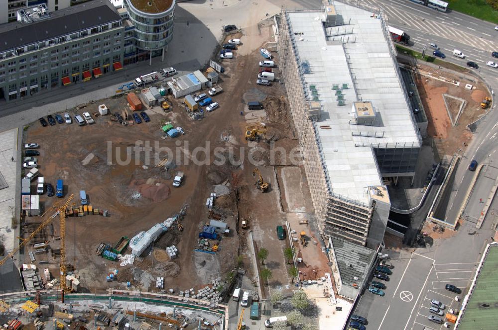 Chemnitz von oben - neue Park- und Geschäftshaus Am Wall im Zentrum von Chemnitz