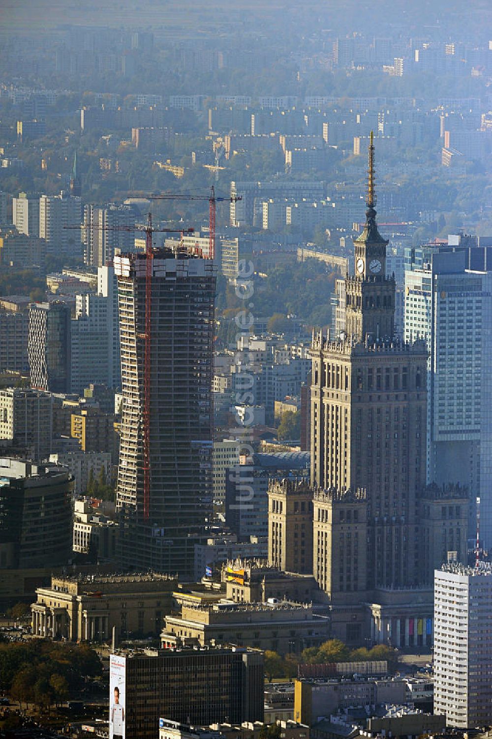 Luftaufnahme Warschau / Warszawa / Warsaw - Neue Skyline der polnischen Metropole Warschau