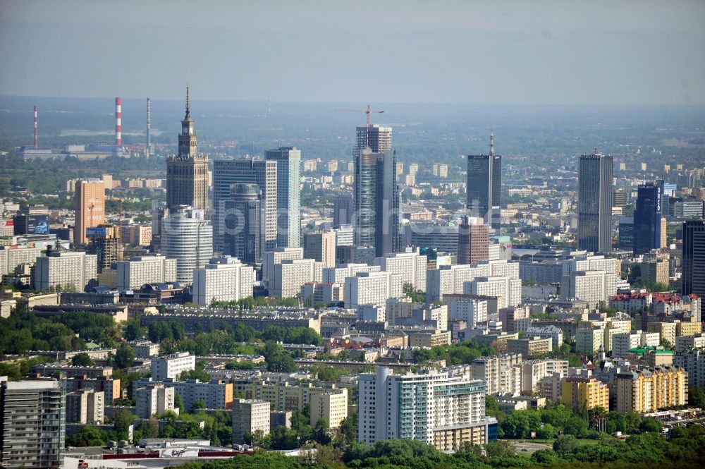 Luftaufnahme Warschau - Neue Skyline der polnischen Metropole Warschau / Warszawa