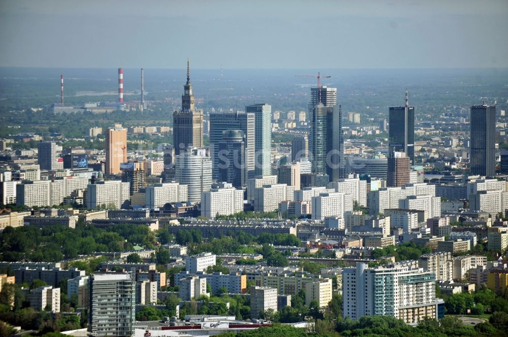 Warschau von oben - Neue Skyline der polnischen Metropole Warschau / Warszawa