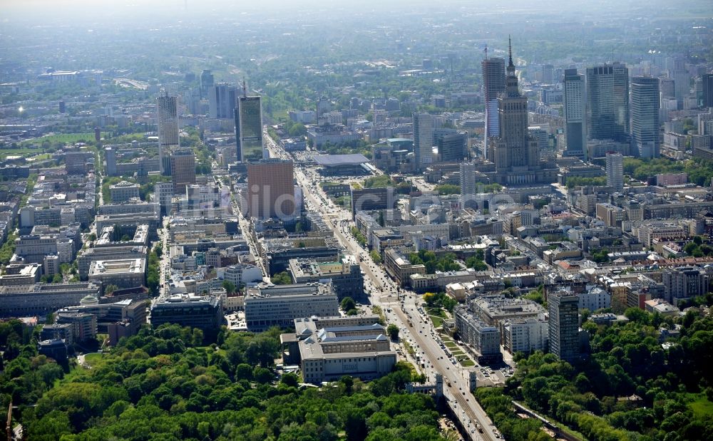 Luftaufnahme Warschau / Warszawa - Neue Skyline der polnischen Metropole Warschau / Warszawa in Polen