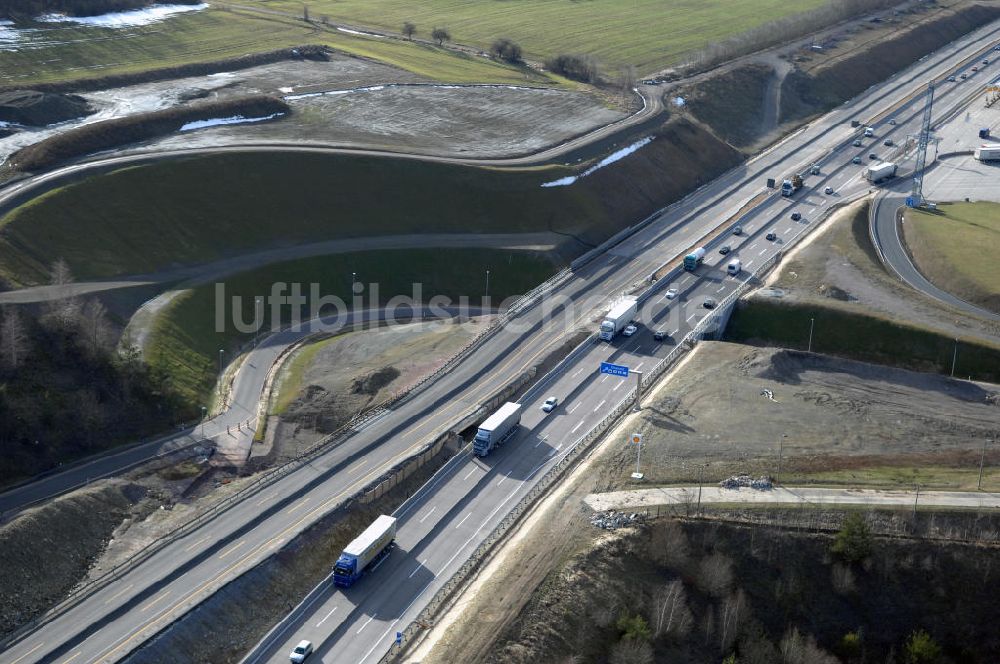 Deubachshof aus der Vogelperspektive: Neuer A4 -Autobahnverlauf bei Deubachshof - new A4 motorway course E40 / A4 near Deubachshof in thuringia