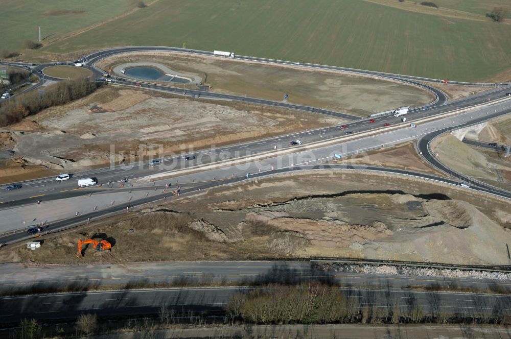 Luftaufnahme Deubachshof - Neuer A4 -Autobahnverlauf bei Deubachshof - new A4 motorway course E40 / A4 near Deubachshof in thuringia