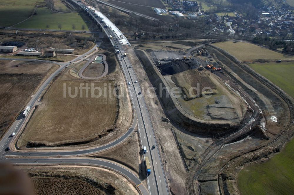 Hastrungsfeld aus der Vogelperspektive: Neuer A4 -Autobahnverlauf bei Hastrungsfeld - A4 motorway course E40 / A4 in thuringia