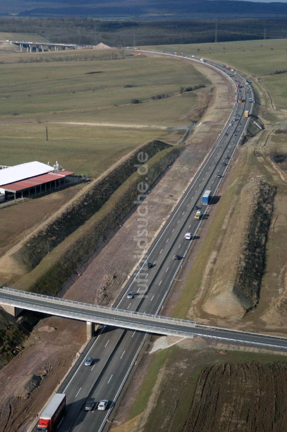 Hastrungsfeld von oben - Neuer A4 -Autobahnverlauf bei Hastrungsfeld - A4 motorway course E40 / A4 in thuringia