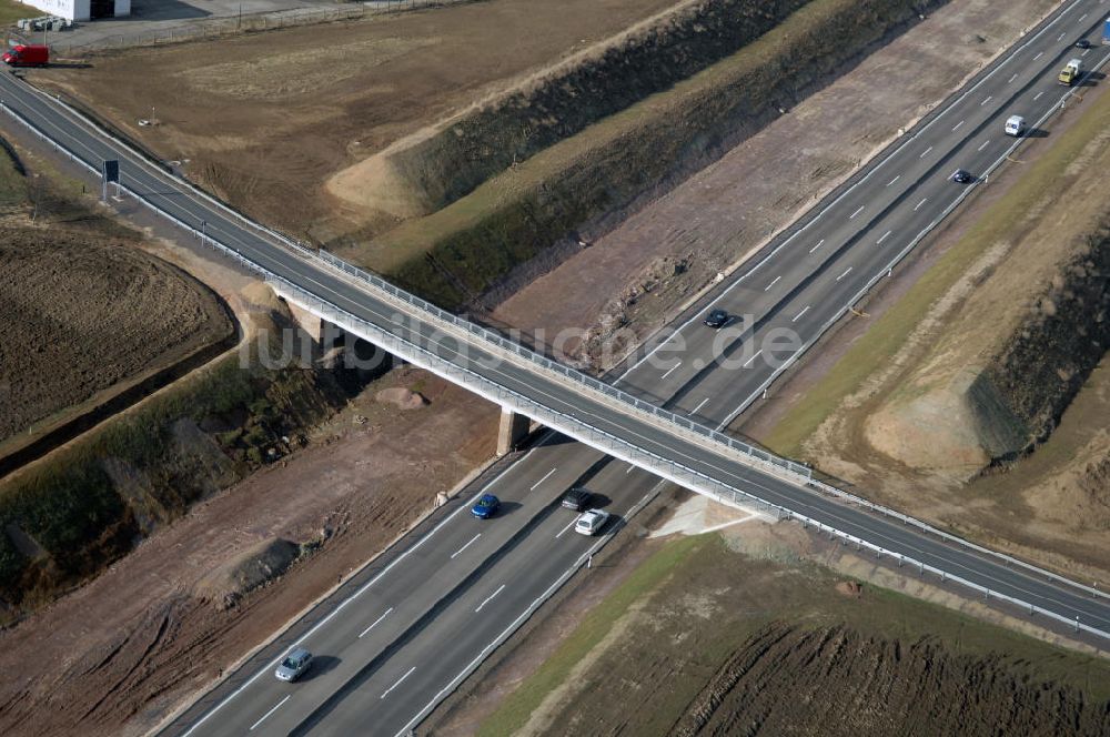 Hastrungsfeld aus der Vogelperspektive: Neuer A4 -Autobahnverlauf bei Hastrungsfeld - A4 motorway course E40 / A4 in thuringia