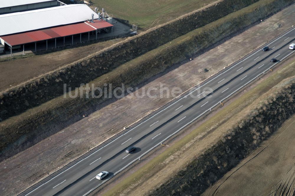 Luftbild Hastrungsfeld - Neuer A4 -Autobahnverlauf bei Hastrungsfeld - A4 motorway course E40 / A4 in thuringia