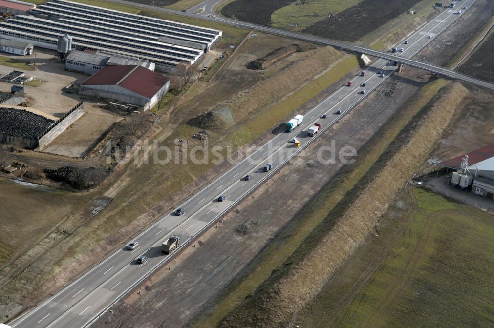 Hastrungsfeld von oben - Neuer A4 -Autobahnverlauf bei Hastrungsfeld - A4 motorway course E40 / A4 in thuringia