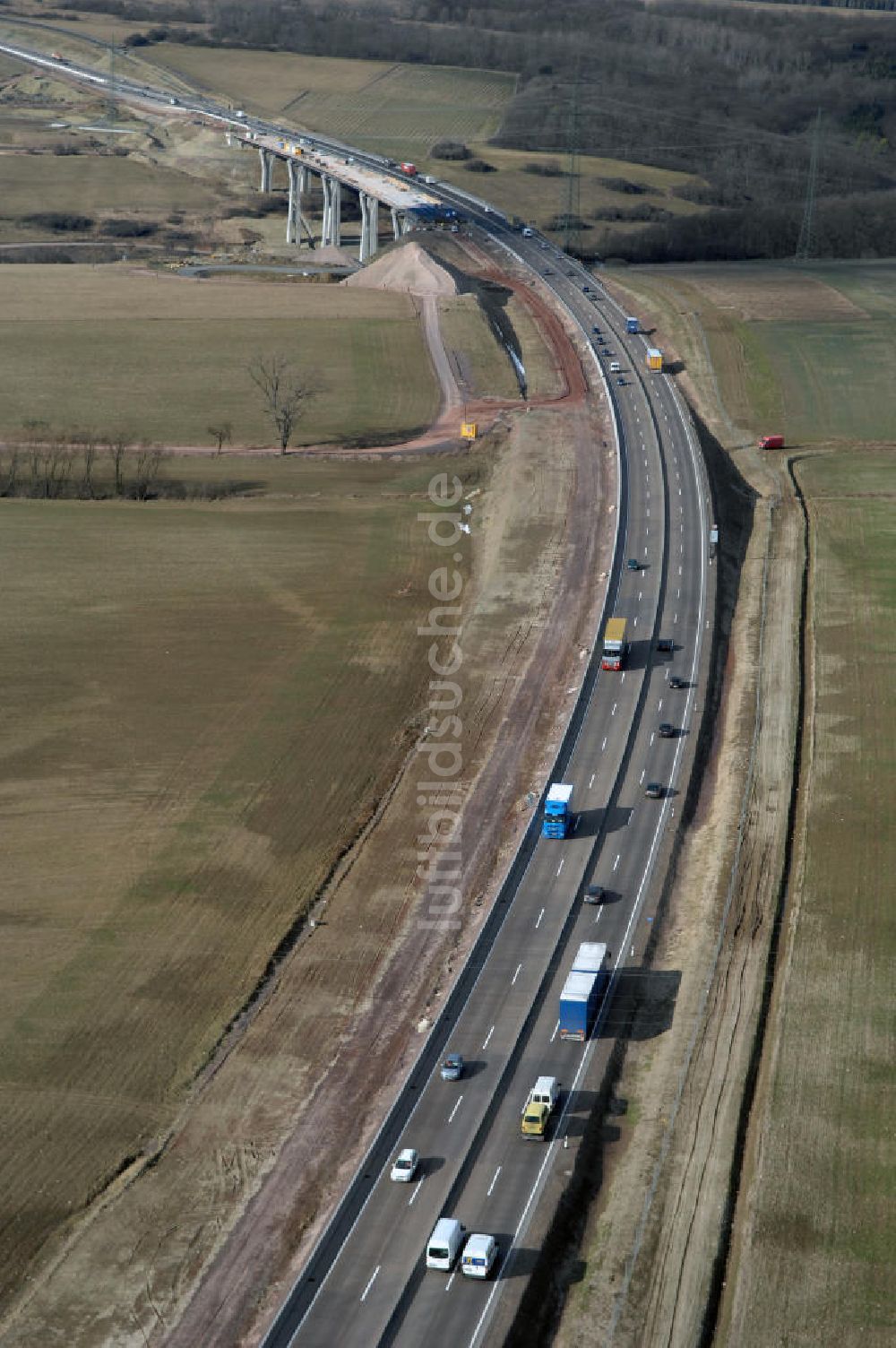 Luftbild Hastrungsfeld - Neuer A4 -Autobahnverlauf bei Hastrungsfeld - A4 motorway course E40 / A4 in thuringia