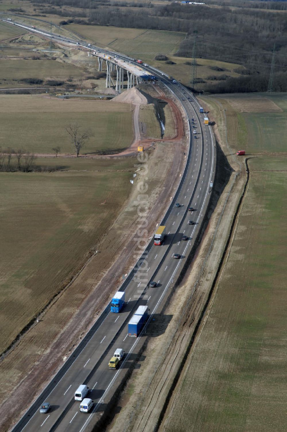 Luftaufnahme Hastrungsfeld - Neuer A4 -Autobahnverlauf bei Hastrungsfeld - A4 motorway course E40 / A4 in thuringia