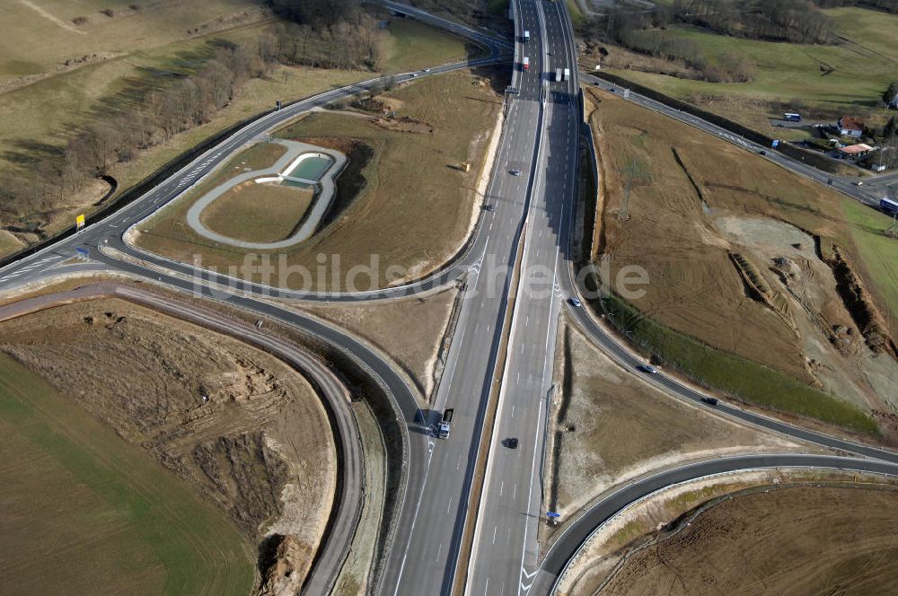 Luftbild Hötzelsroda - Neuer A4 -Autobahnverlauf bei Hötzelsroda - new A4 motorway course E40 / A4 near hötzelsroda in thuringia