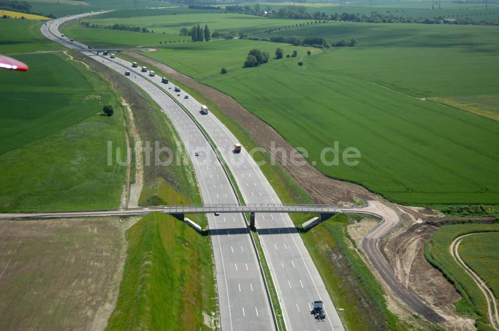 Hötzelsroda aus der Vogelperspektive: Neuer A4 -Autobahnverlauf bei Hötzelsroda - new A4 motorway course E40 / A4 near Hötzelsroda in thuringia