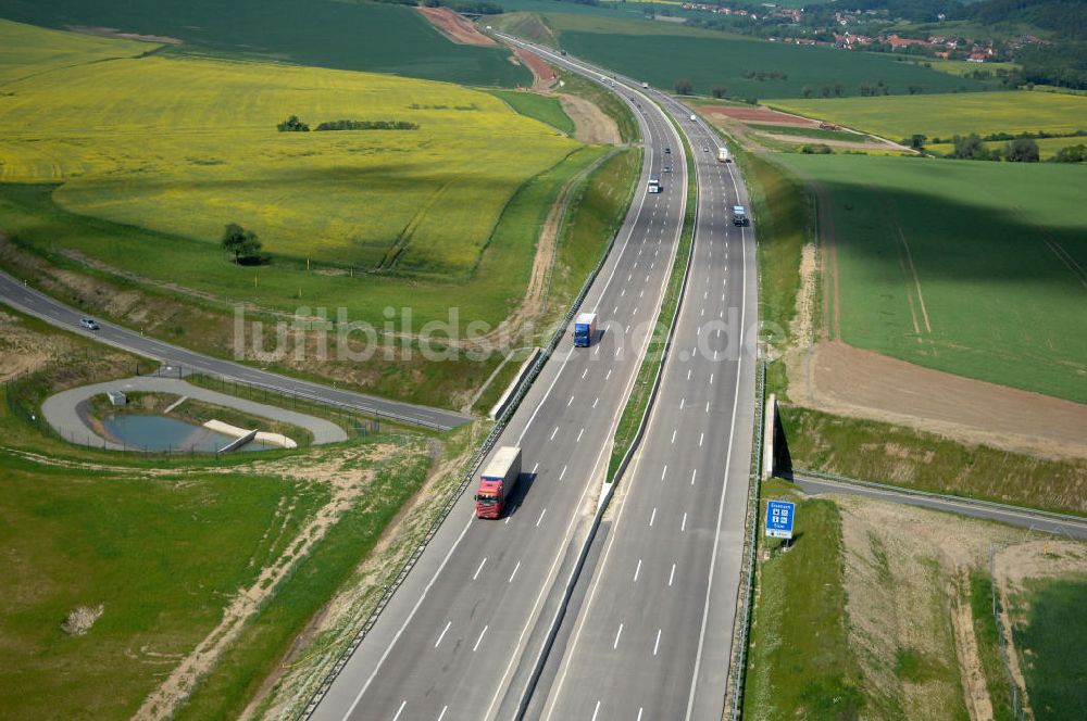 Luftbild Hötzelsroda - Neuer A4 -Autobahnverlauf bei Hötzelsroda - new A4 motorway course E40 / A4 near Hötzelsroda in thuringia