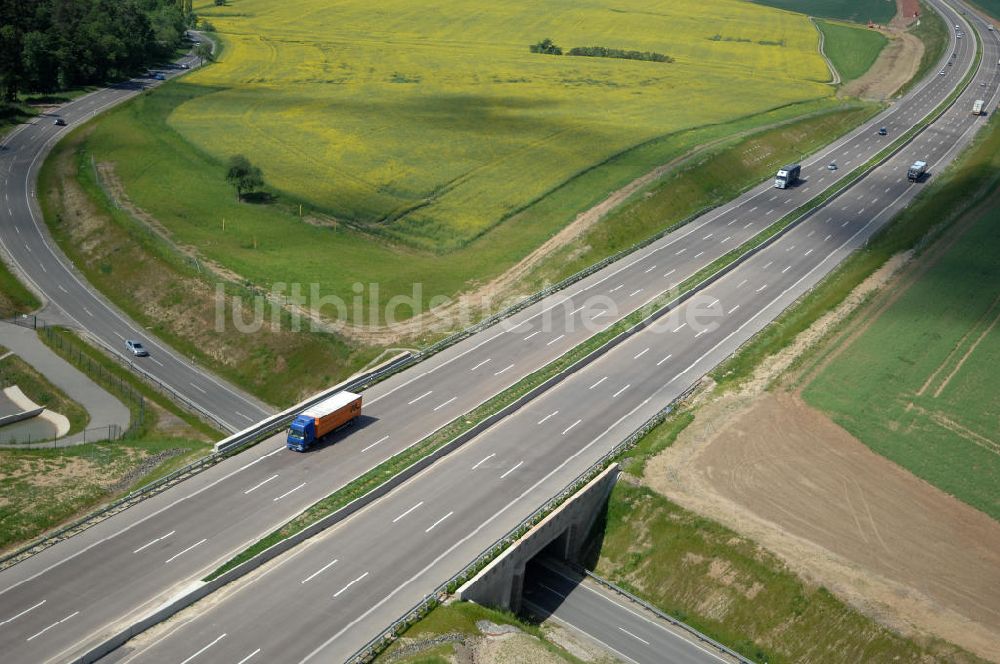 Luftaufnahme Hötzelsroda - Neuer A4 -Autobahnverlauf bei Hötzelsroda - new A4 motorway course E40 / A4 near Hötzelsroda in thuringia