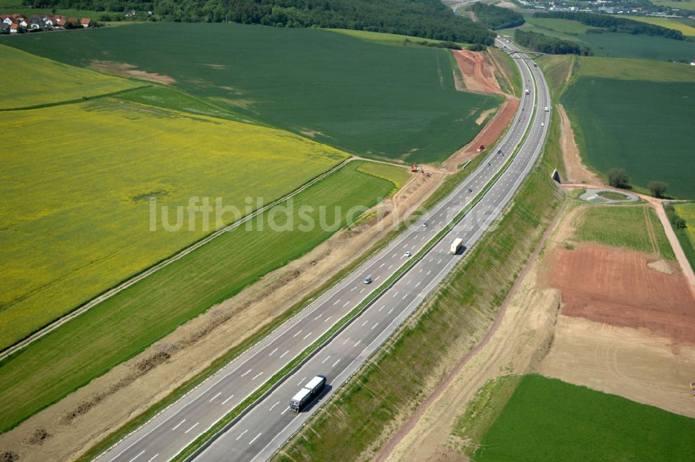 Luftaufnahme Hötzelsroda - Neuer A4 -Autobahnverlauf bei Hötzelsroda - new A4 motorway course E40 / A4 near Hötzelsroda in thuringia