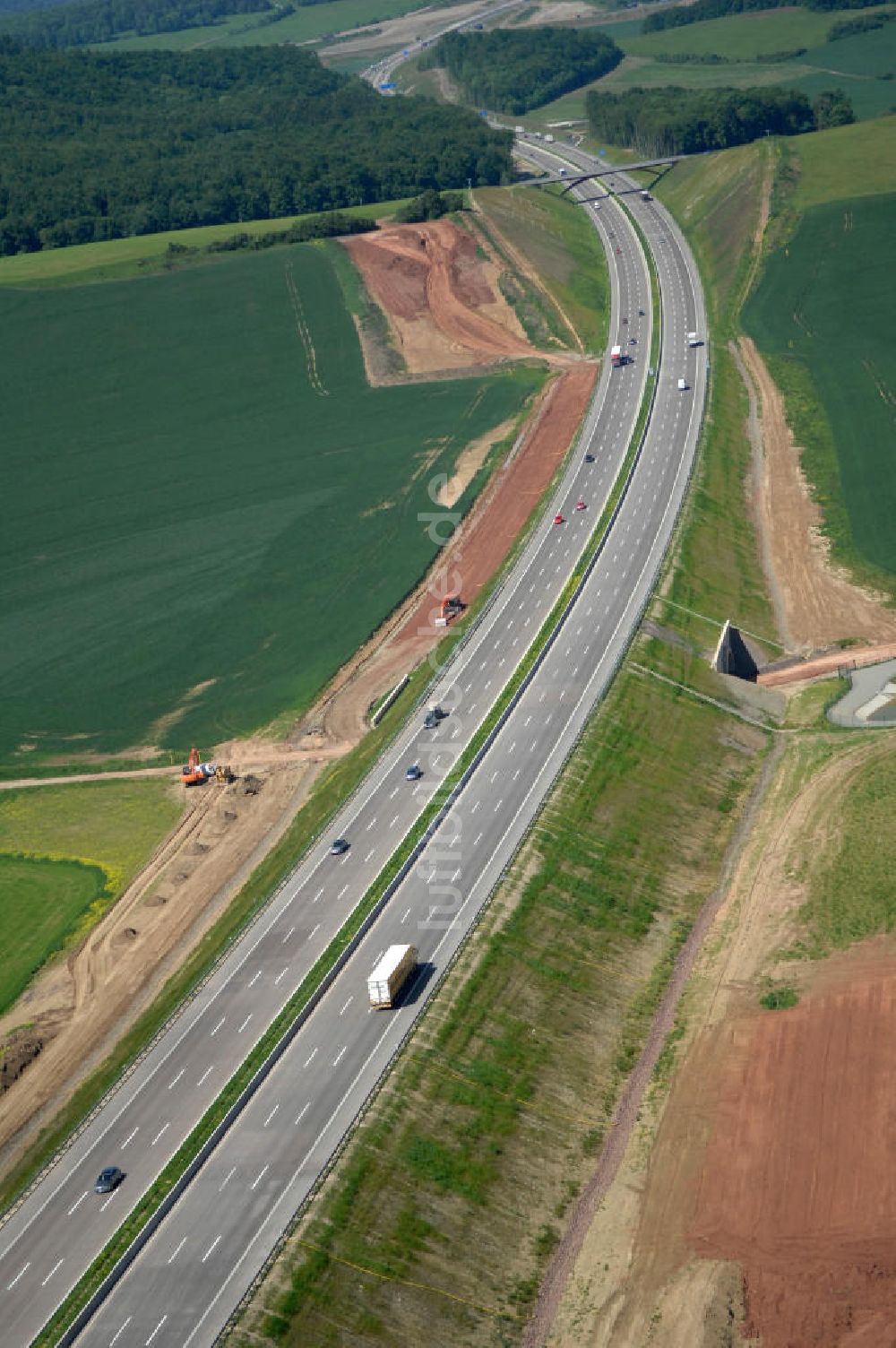 Hötzelsroda von oben - Neuer A4 -Autobahnverlauf bei Hötzelsroda - new A4 motorway course E40 / A4 near Hötzelsroda in thuringia