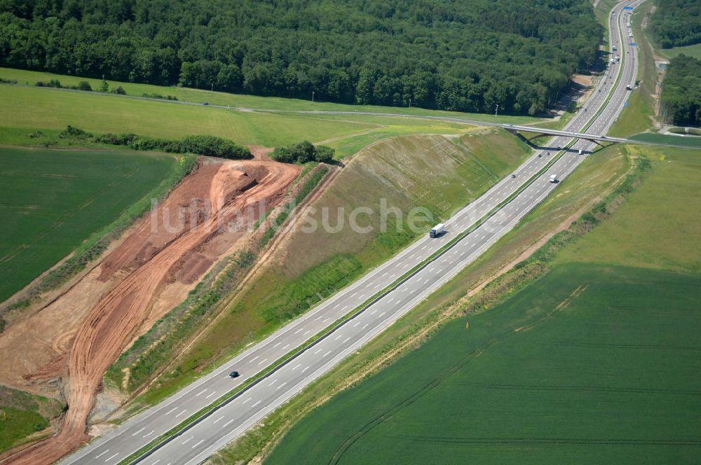 Hötzelsroda von oben - Neuer A4 -Autobahnverlauf bei Hötzelsroda - new A4 motorway course E40 / A4 near Hötzelsroda in thuringia