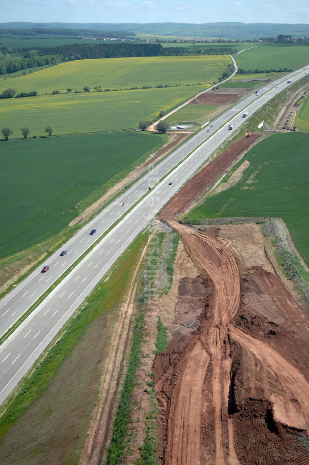 Hötzelsroda aus der Vogelperspektive: Neuer A4 -Autobahnverlauf bei Hötzelsroda - new A4 motorway course E40 / A4 near Hötzelsroda in thuringia