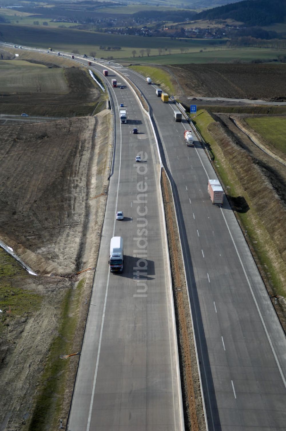 Stregda aus der Vogelperspektive: Neuer A4 -Autobahnverlauf bei Stregda - new A4 motorway course E40 / A4 near Stregda in thuringia