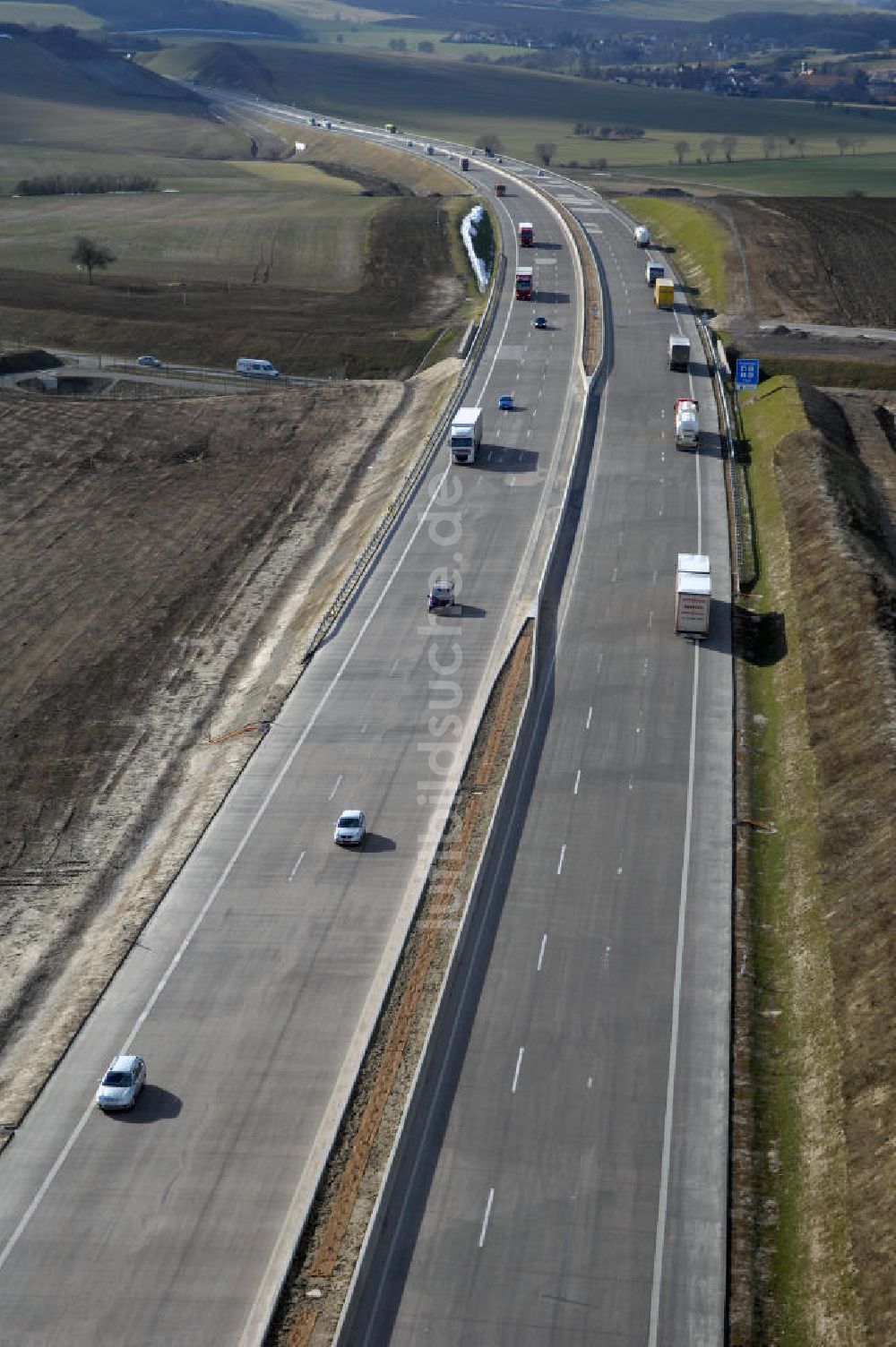 Luftbild Stregda - Neuer A4 -Autobahnverlauf bei Stregda - new A4 motorway course E40 / A4 near Stregda in thuringia