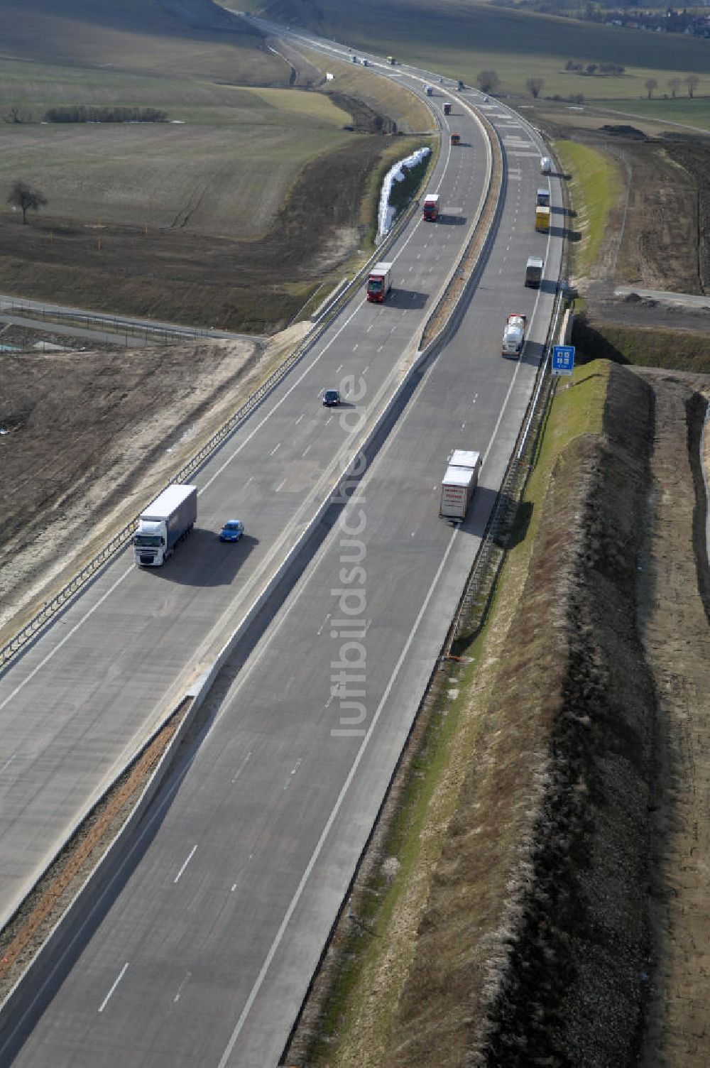 Luftaufnahme Stregda - Neuer A4 -Autobahnverlauf bei Stregda - new A4 motorway course E40 / A4 near Stregda in thuringia