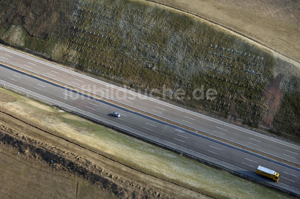 Luftbild Stregda - Neuer A4 -Autobahnverlauf bei Stregda - new A4 motorway course E40 / A4 near Stregda in thuringia