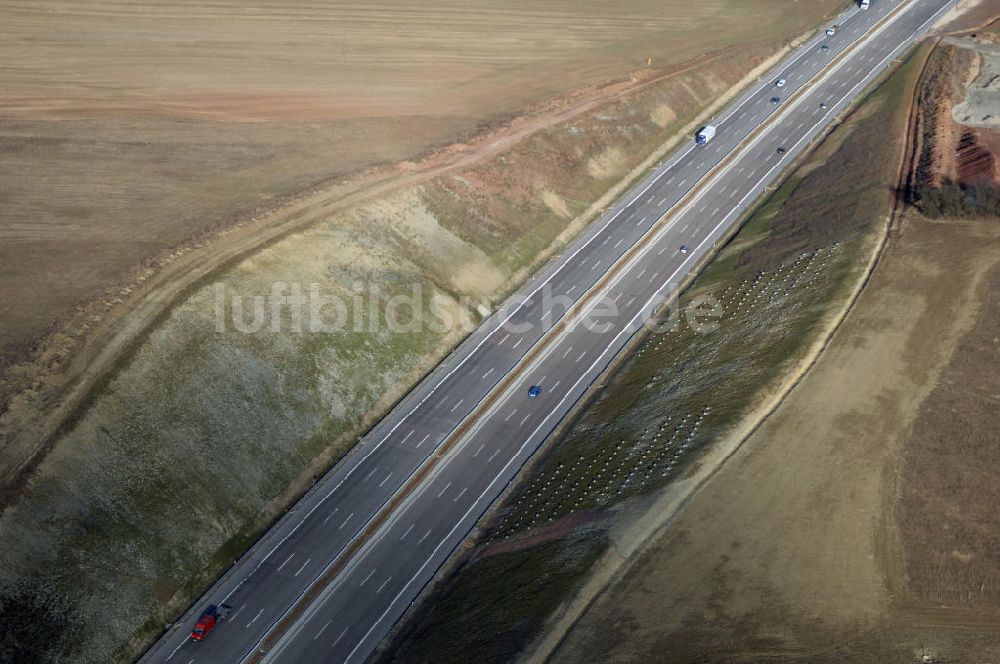 Luftbild Stregda - Neuer A4 -Autobahnverlauf bei Stregda - new A4 motorway course E40 / A4 near Stregda in thuringia