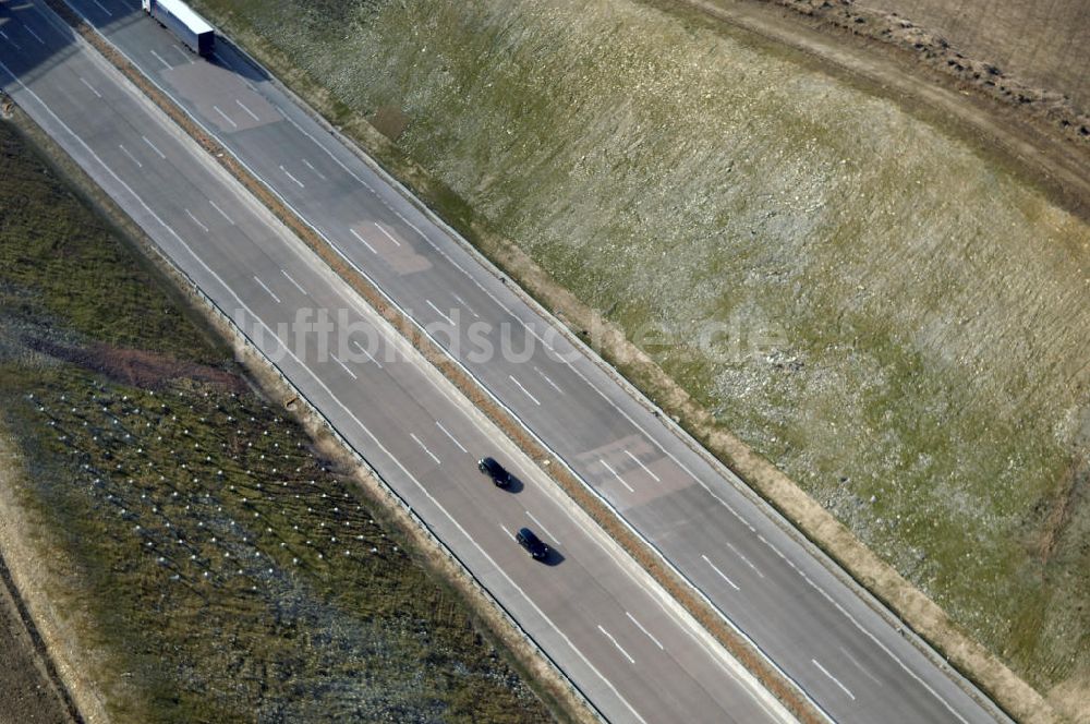 Stregda aus der Vogelperspektive: Neuer A4 -Autobahnverlauf bei Stregda - new A4 motorway course E40 / A4 near Stregda in thuringia