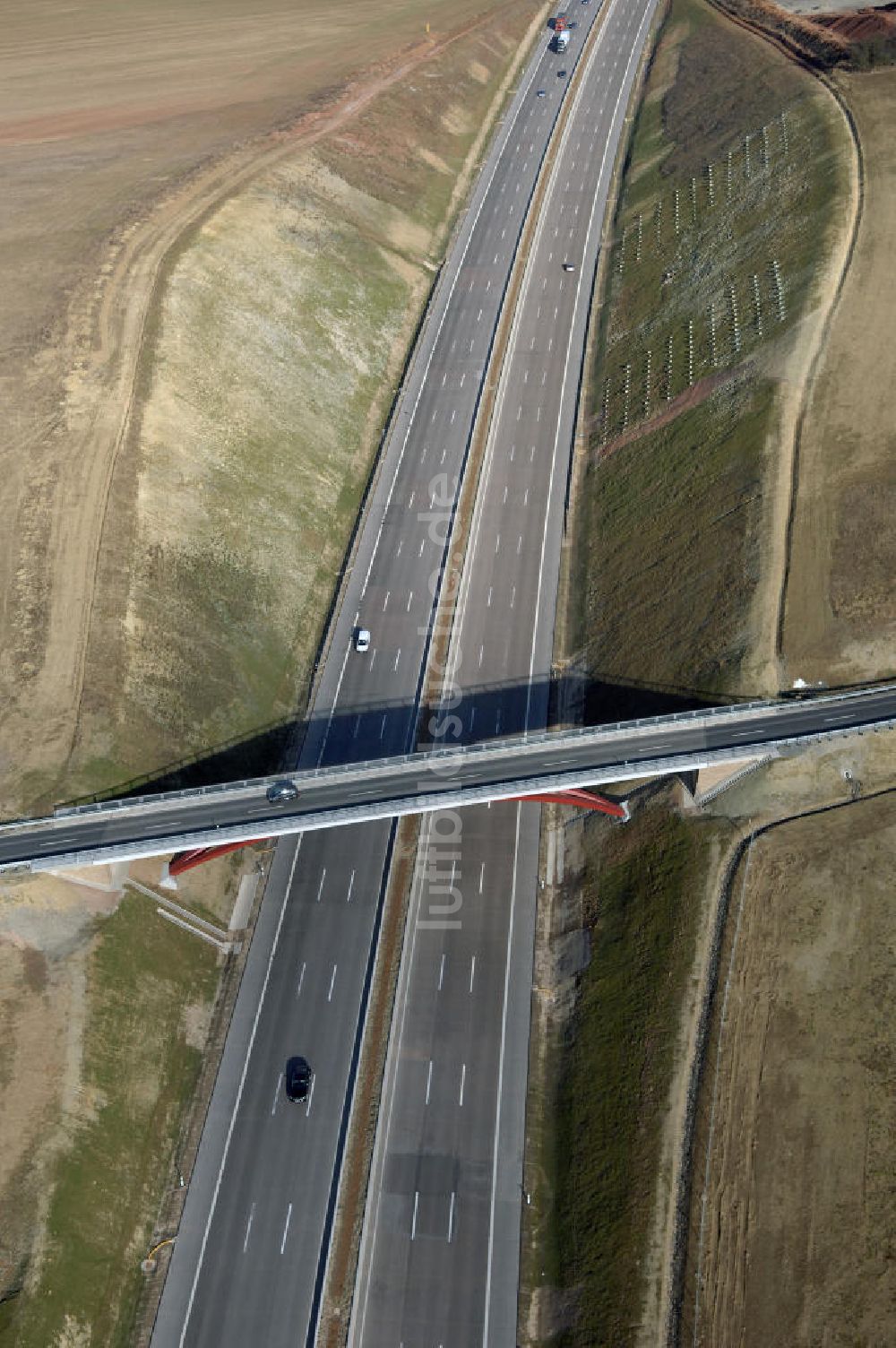 Stregda von oben - Neuer A4 -Autobahnverlauf bei Stregda - new A4 motorway course E40 / A4 near Stregda in thuringia