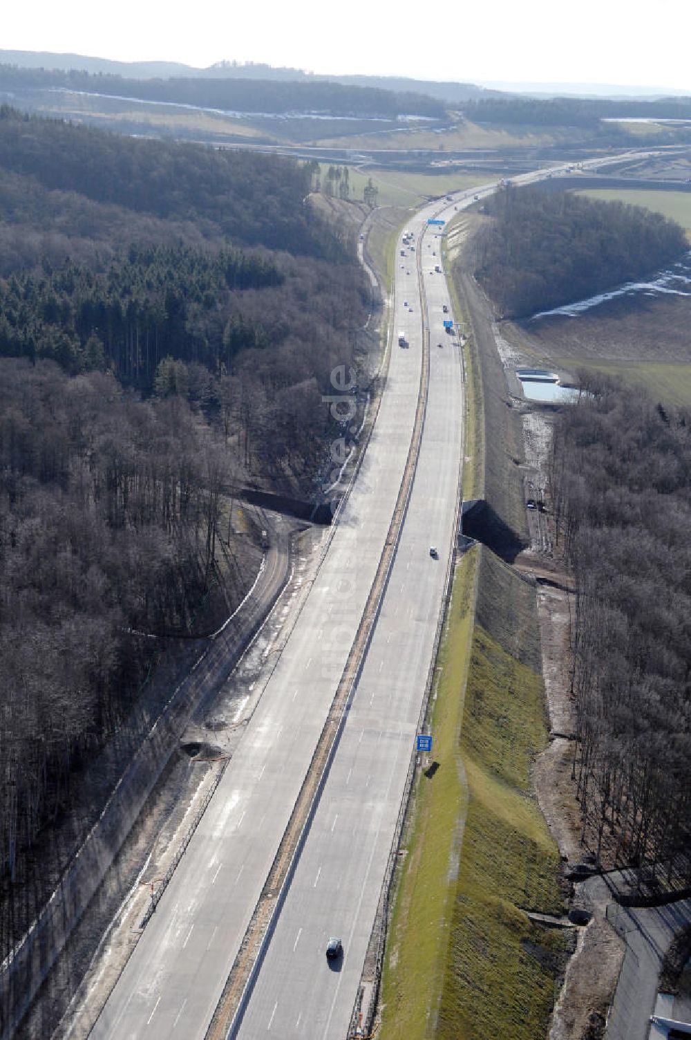 Stregda von oben - Neuer A4 -Autobahnverlauf bei Stregda - new A4 motorway course E40 / A4 near Stregda in thuringia