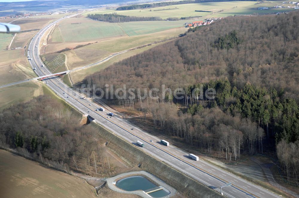 Stregda von oben - Neuer A4 -Autobahnverlauf bei Stregda - new A4 motorway course E40 / A4 near Stregda in thuringia